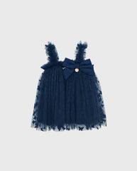 Vestido Tul Mariposas Moño Navy