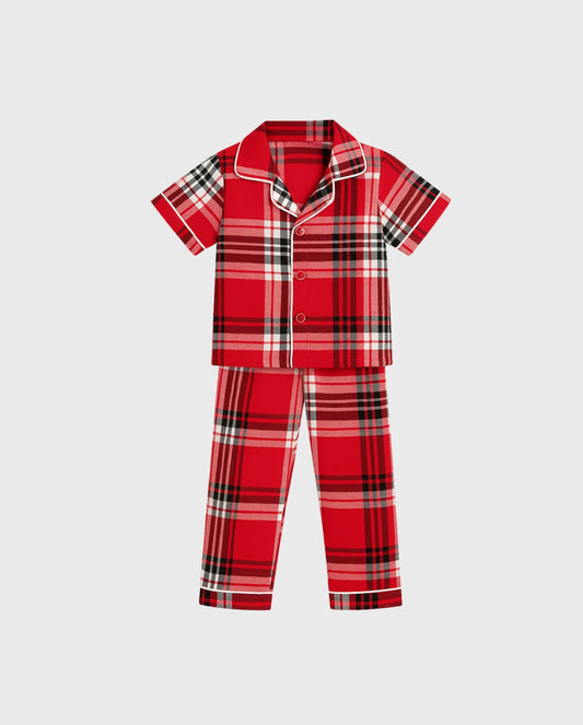 Pijamas Pantalon Camisa Cuadros Rojo