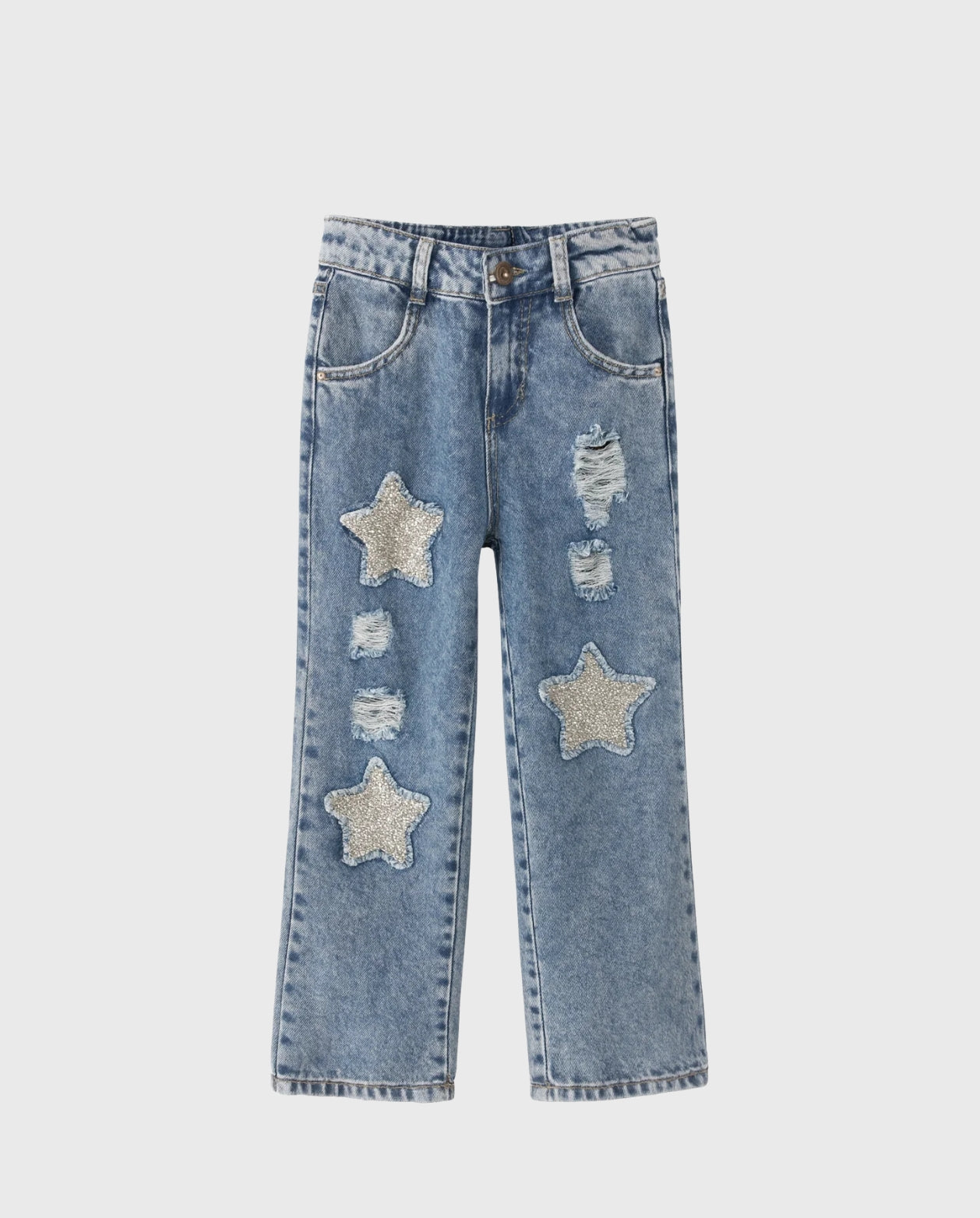 Pantalón Denim Estrellas Desgaste