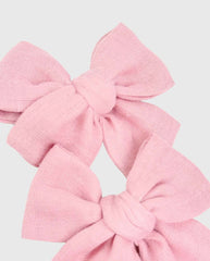 Set 2 Pinzas Moño Rosa Rayito de Sol Pink