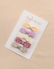 Set 5 Pinzas Moño Pia Lila Rayito de Sol