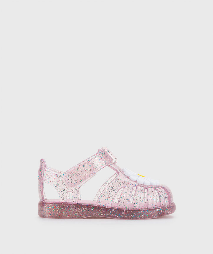 Sandalias Tobby Gloss Flor Glitter Rosa Igor Estilo