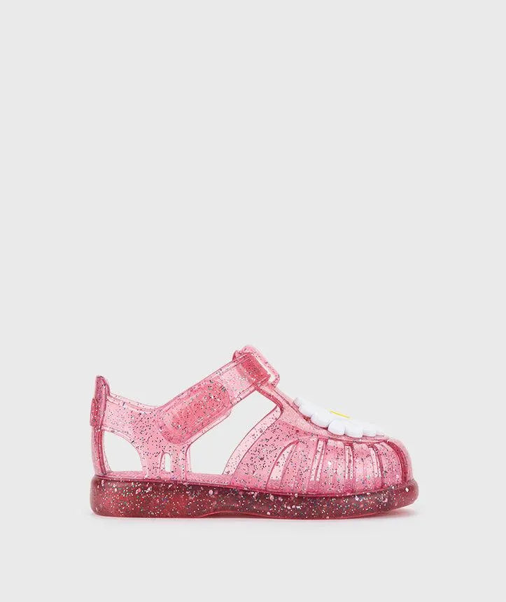 Sandalias Tobby Gloss Flor Glitter Fucsia Igor Estilo