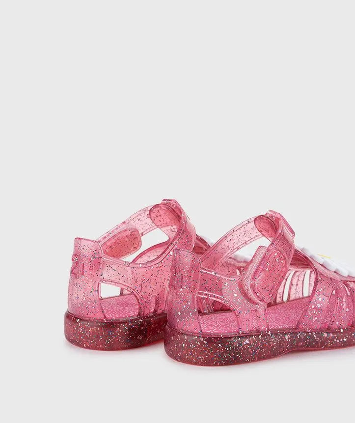 Sandalias Tobby Gloss Flor Glitter Fucsia Igor Velcro
