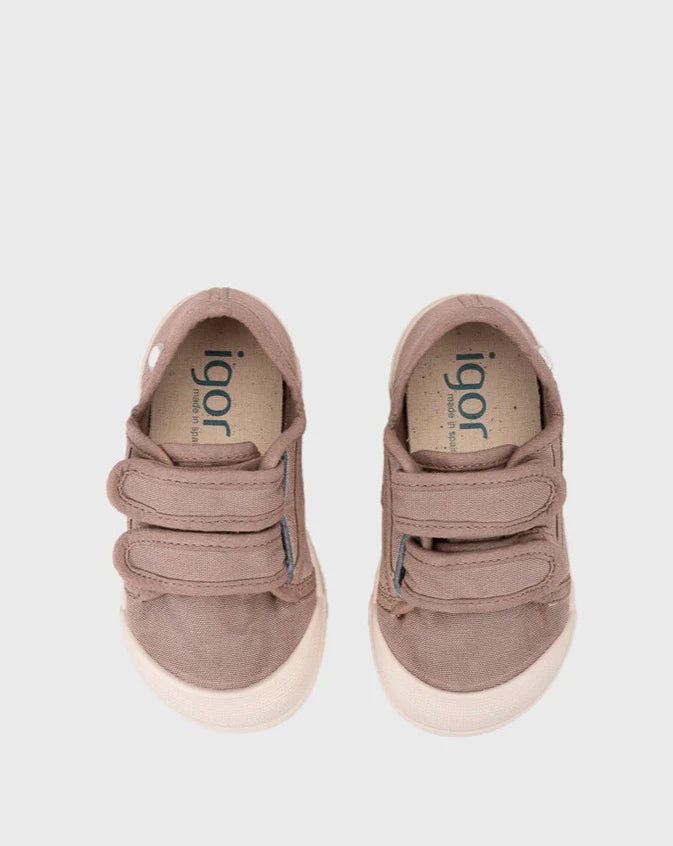 Tenis Lona V Velcro Cacao Igor Detalle