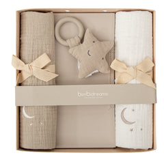 Set muselinas y sonajero estrella neutro Bimbidreams bebé
