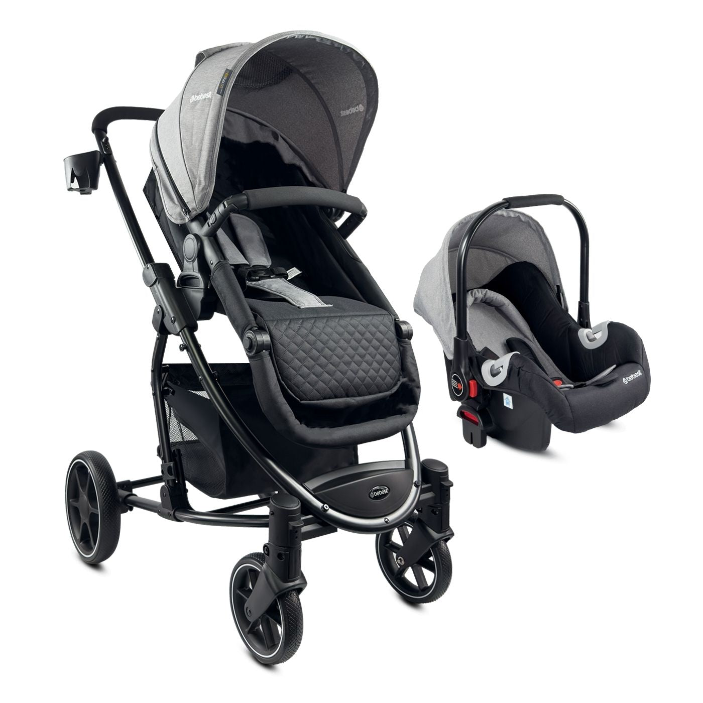 Coche Con Porta Bebé Prima Gris Bebesit