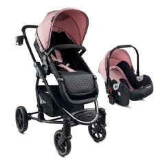 Coche Moisés Con Porta Bebé  Prima Rosado Bebesit