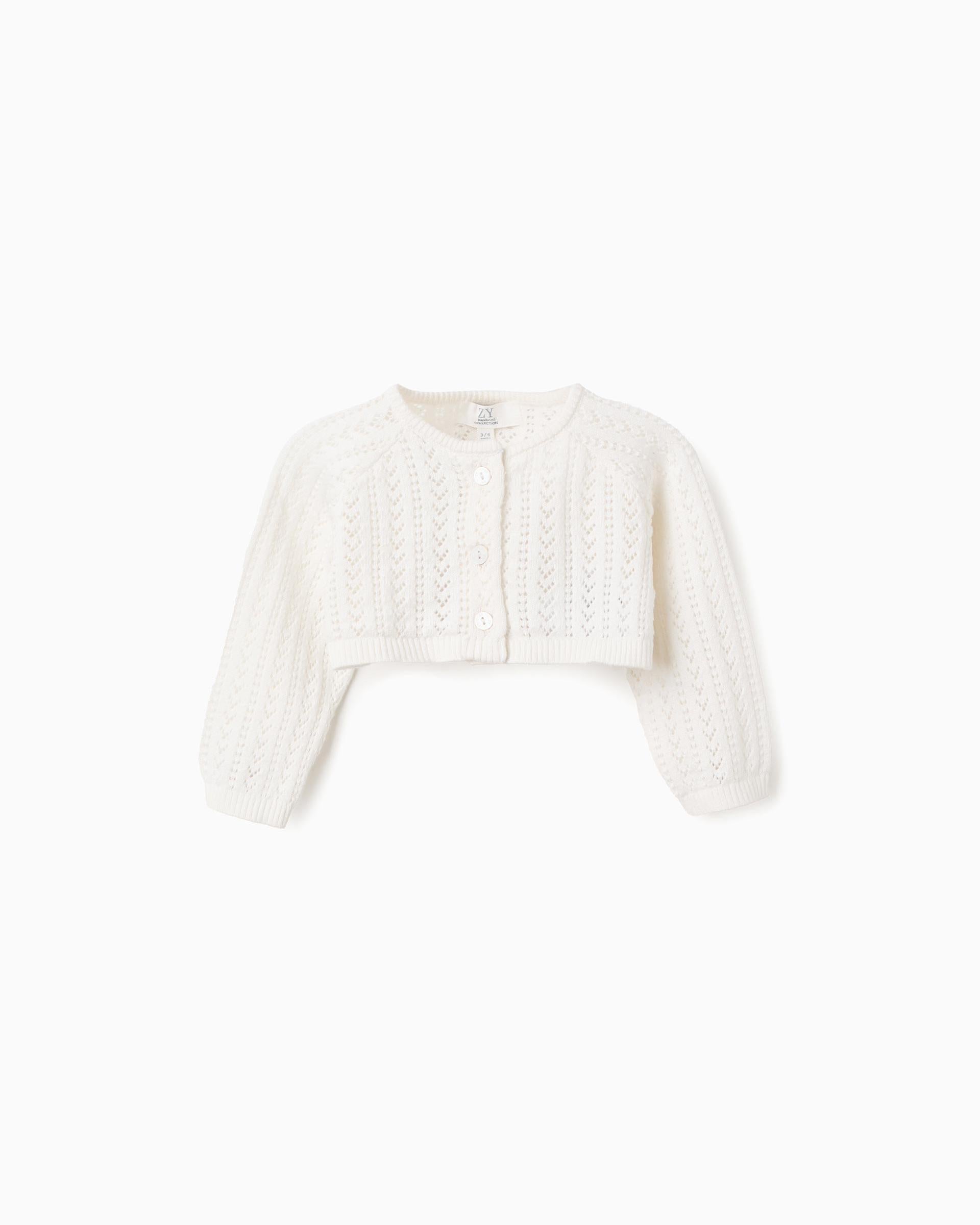 Saco Corto Tricot Tejido Blanco Zippy
