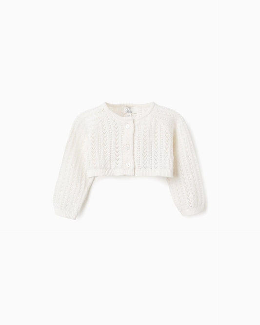 Saco Corto Tricot Tejido Blanco Zippy