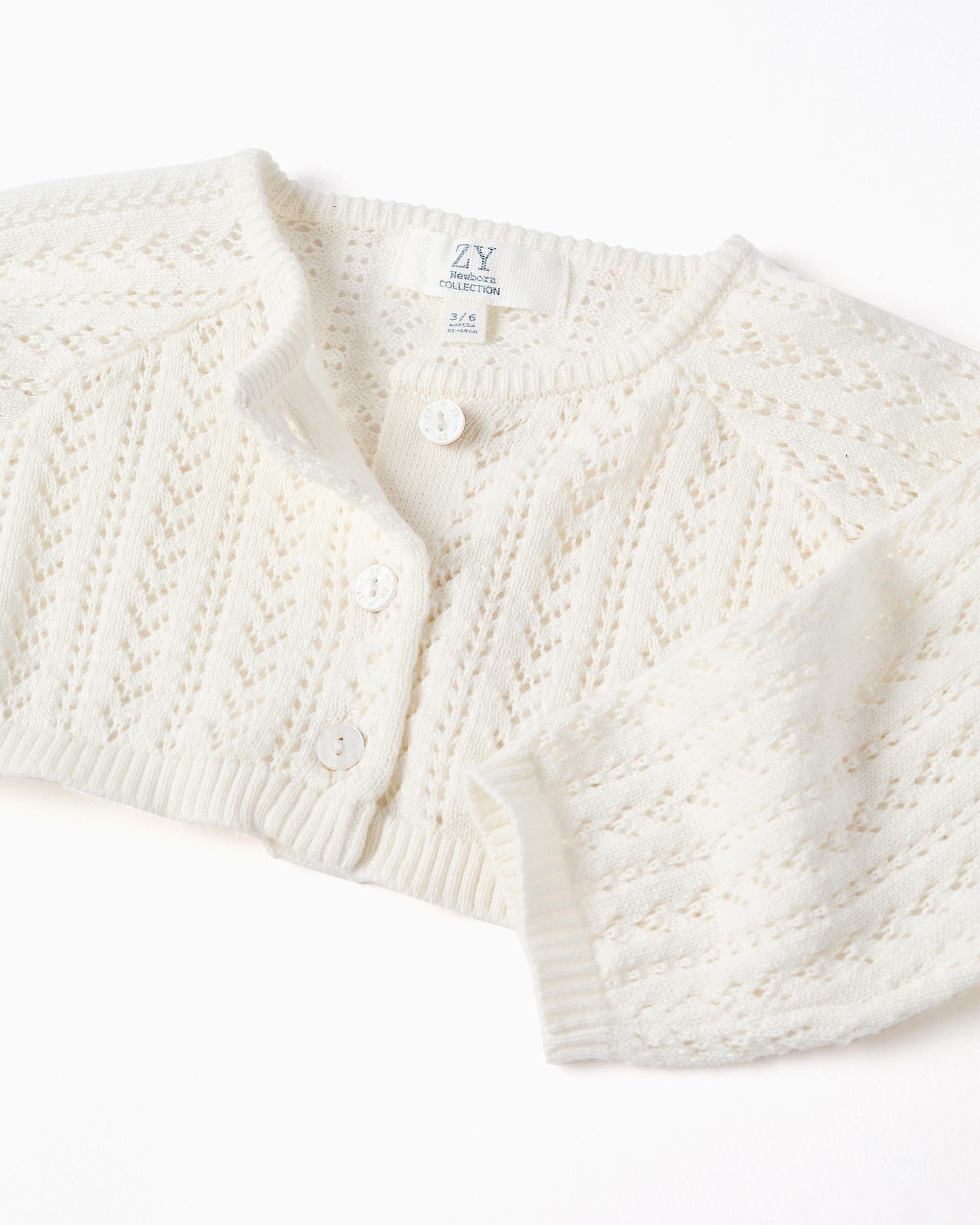  Saco Corto Tricot Tejido Blanco Zippy detalle