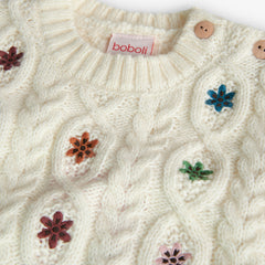 Saco Tricot Estampado Flores Boboli cuello