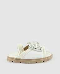 Sandalias Blancas Para Niña Con Moño De Puntos Detalle