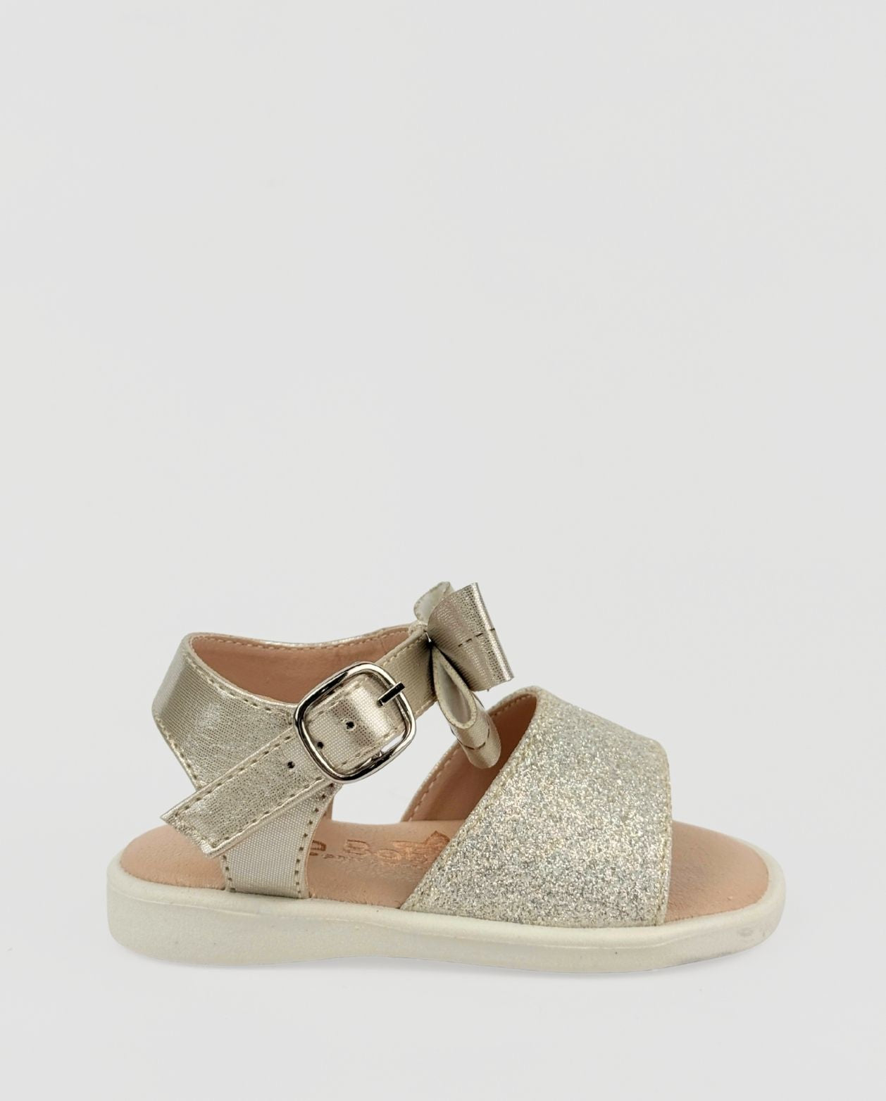 Sandalias Brillos Moño Champagne Niñas