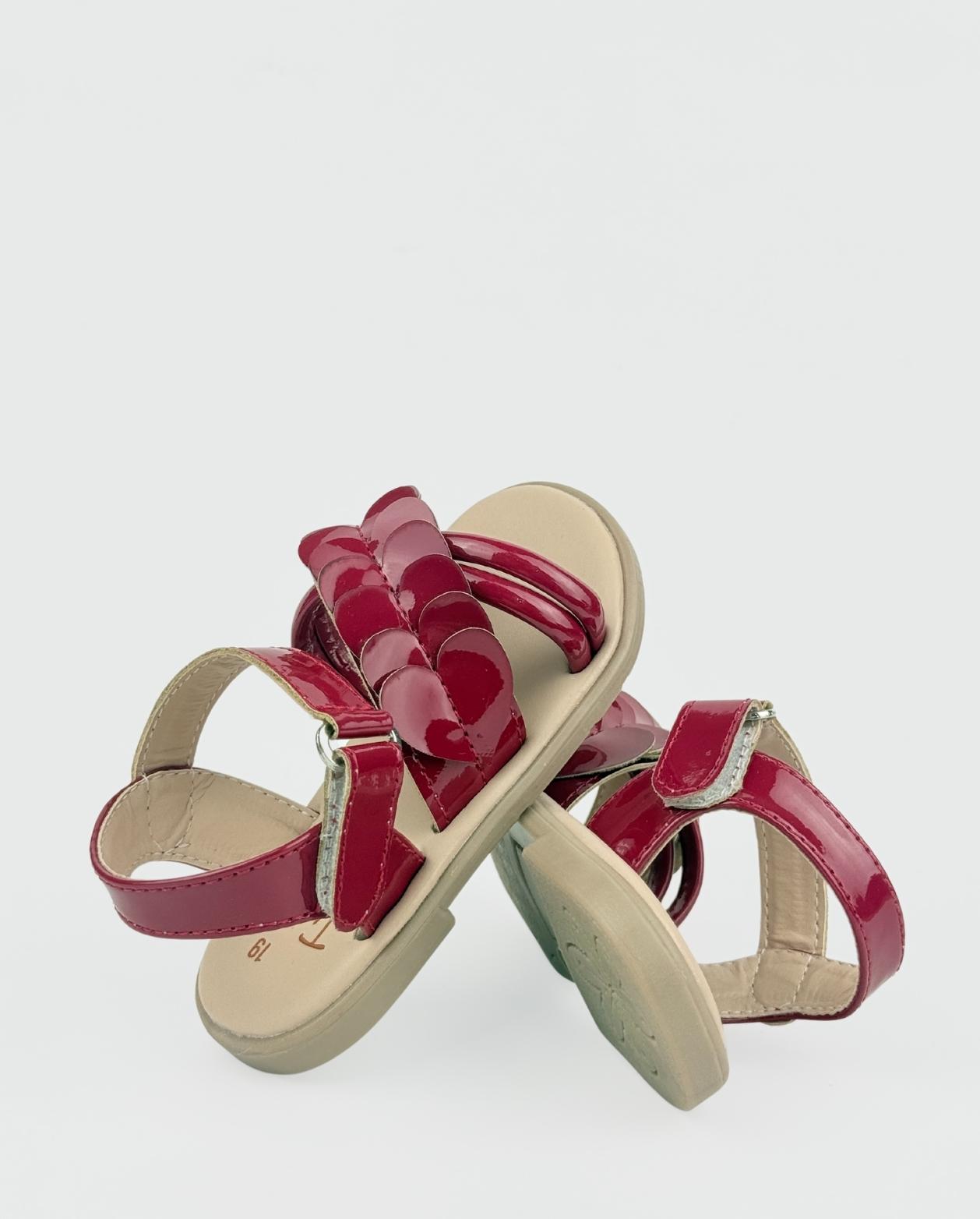 Sandalias Charol Corazones Rojo Niñas