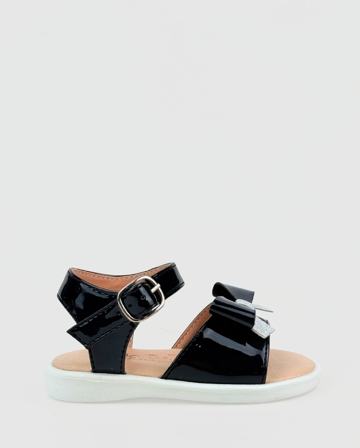 Sandalias Charol Moño Azul Noche Niñas