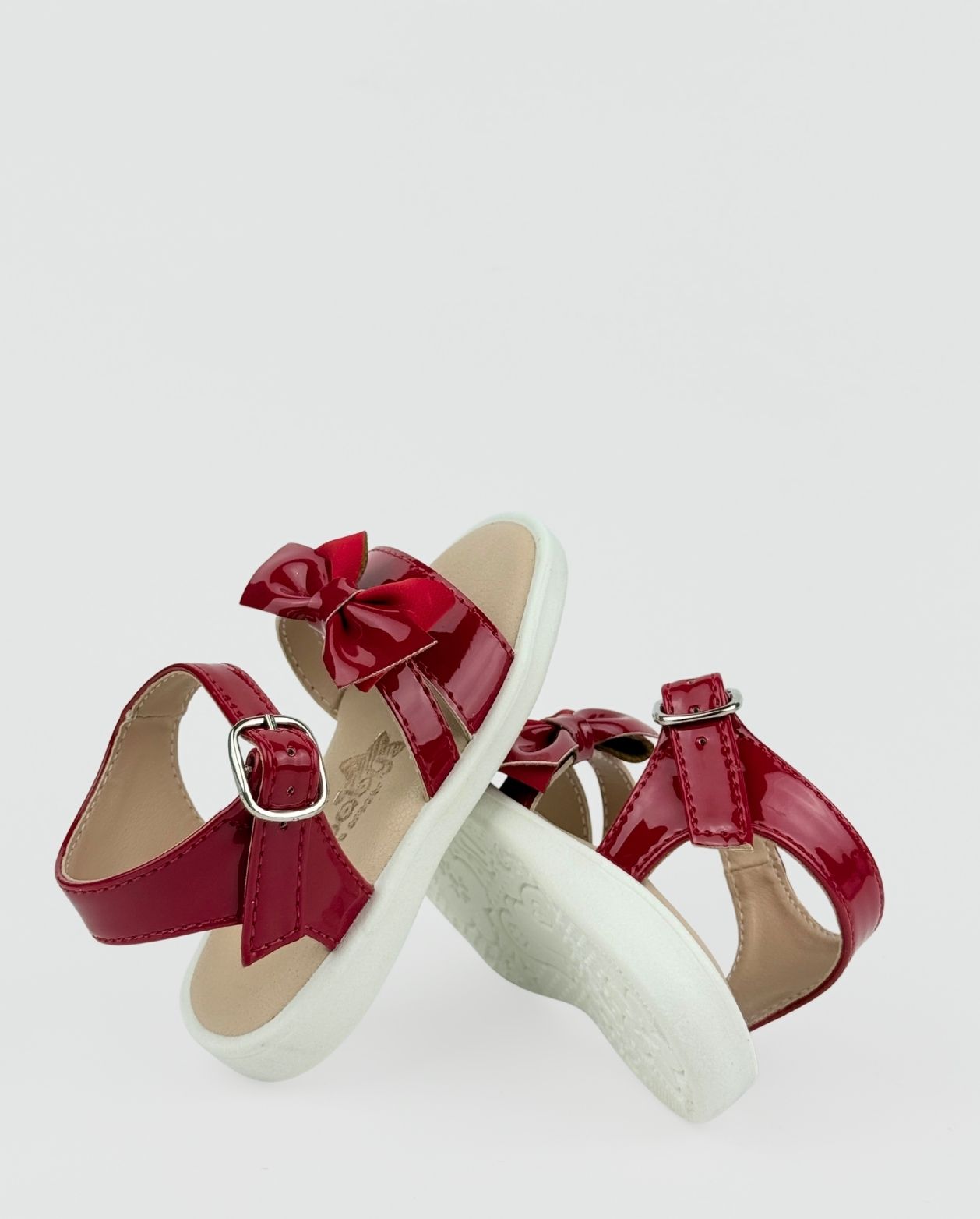 Sandalias Charol Moño Rojo Red