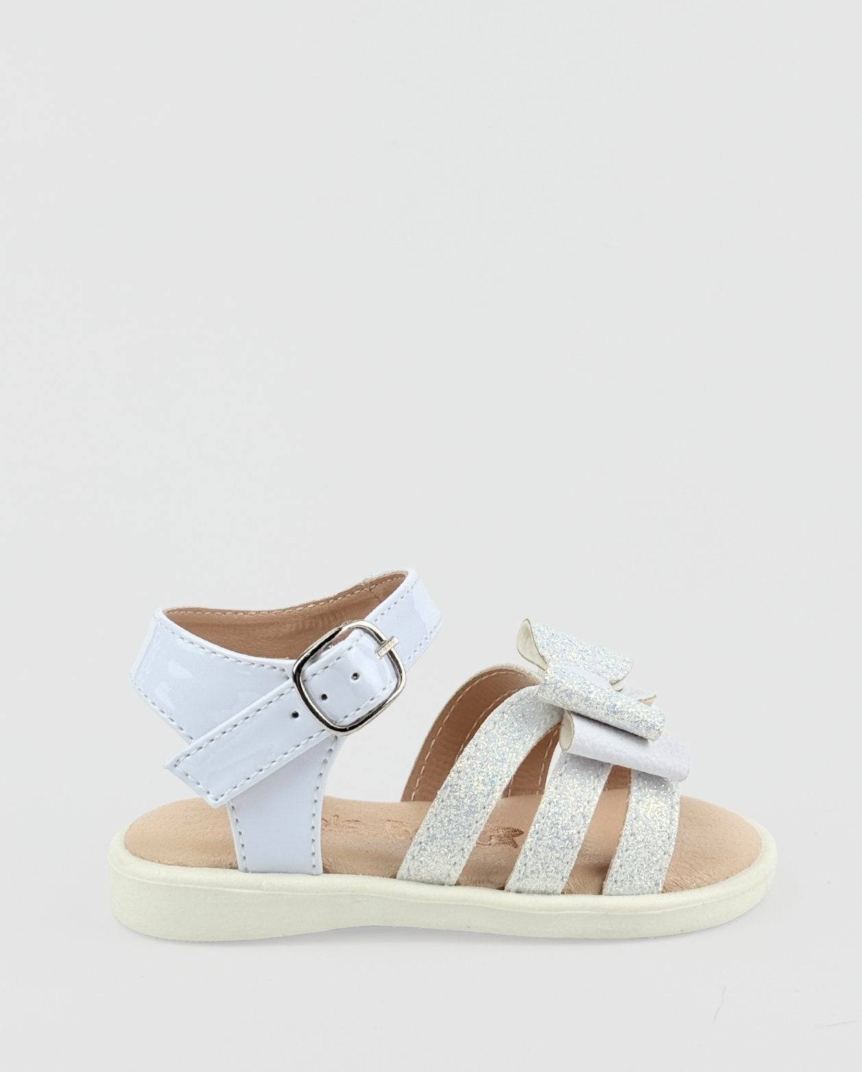 Sandalias Moño Brillo Blanco Detalle