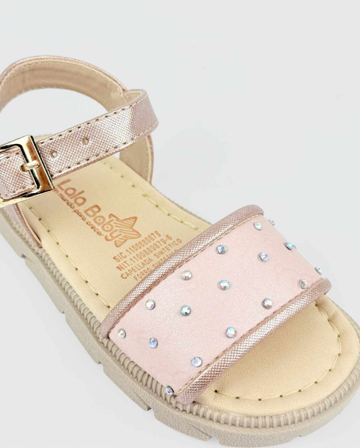 Sandalias Oro Rosa Para Niña Con Puntos Coquette