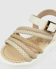 Sandalias Para Niña Con Lazos En Tono Tierra Diseño Fashion 