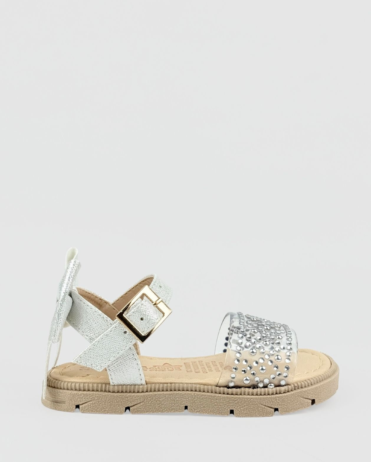 Sandalias Para Niña Con Puntos Plateados Fiesta