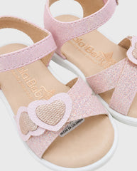 Sandalias Corazones Brillos Rosa detalle