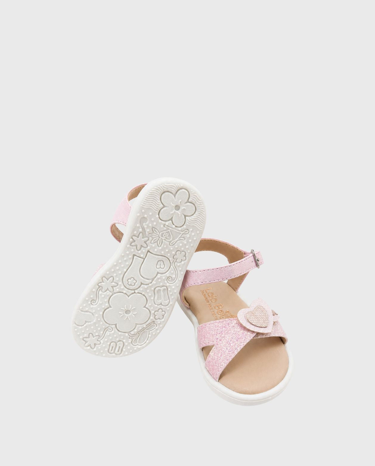 Sandalias Corazones Brillos Rosa suela