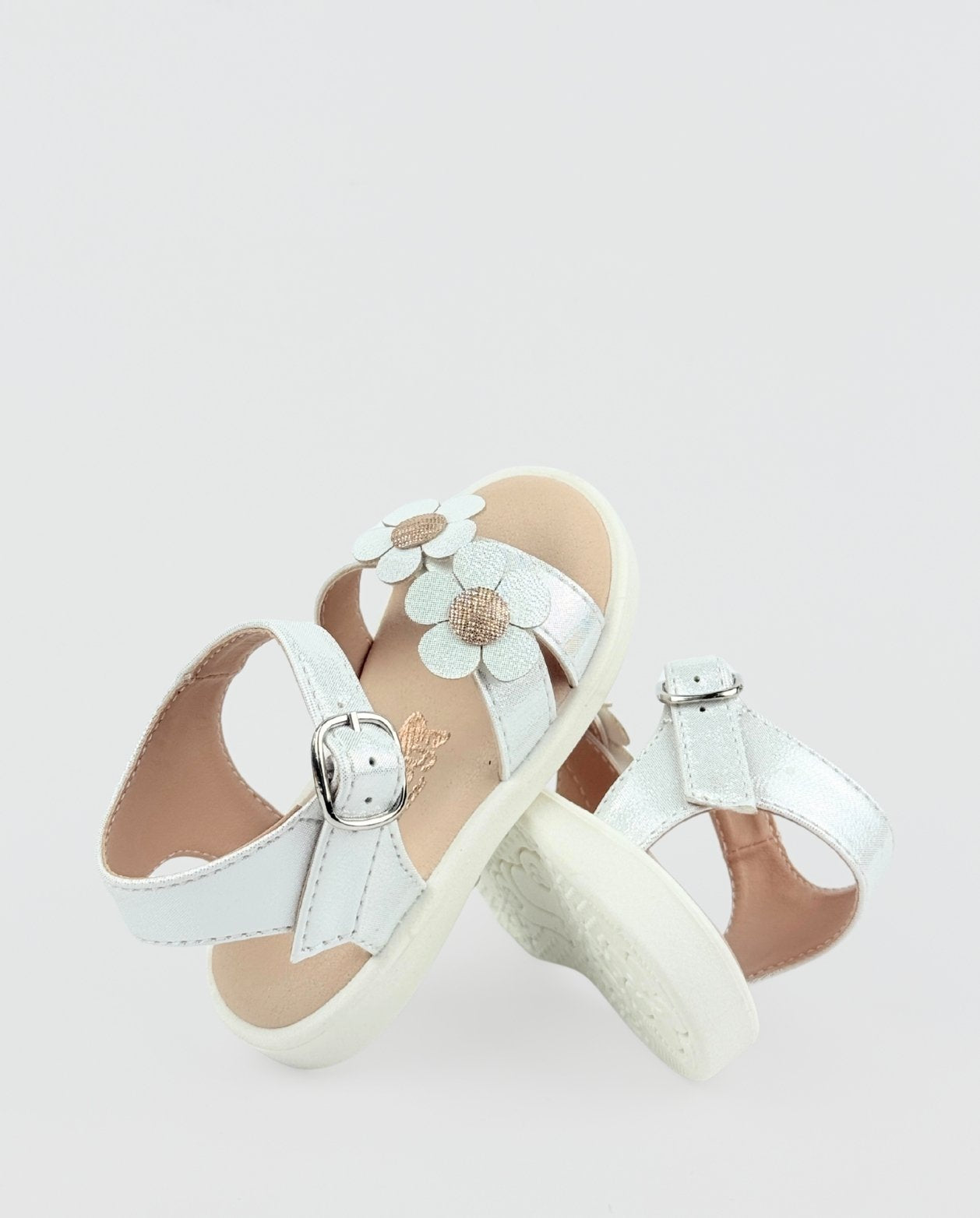 Sandalias Flores Tornasol Blanco Niñas