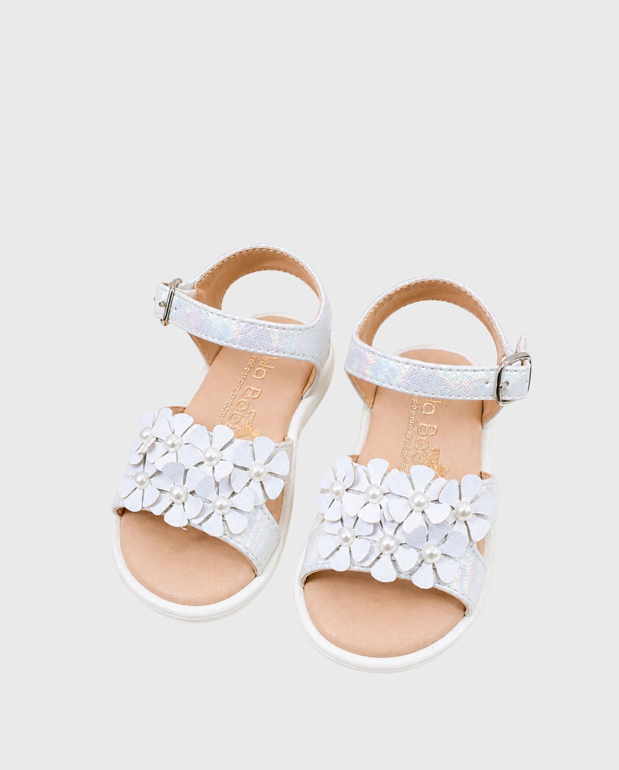 Sandalias Flores y Perlas Blanco
