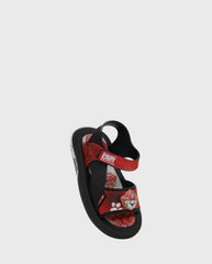 Sandalias Led Patrulla Canina Velcro Negro Rojo Niño