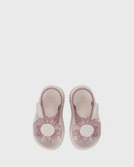 Sandalias Velcro Flor Rosa Glitter Diseño