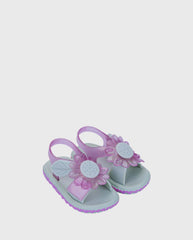 Sandalias Velcro Flor Lila Glitter Niña