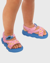 Sandalias Velcro Stitch Azul Rosa