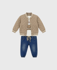 Conjunto Tres Piezas Chaqueta Arena