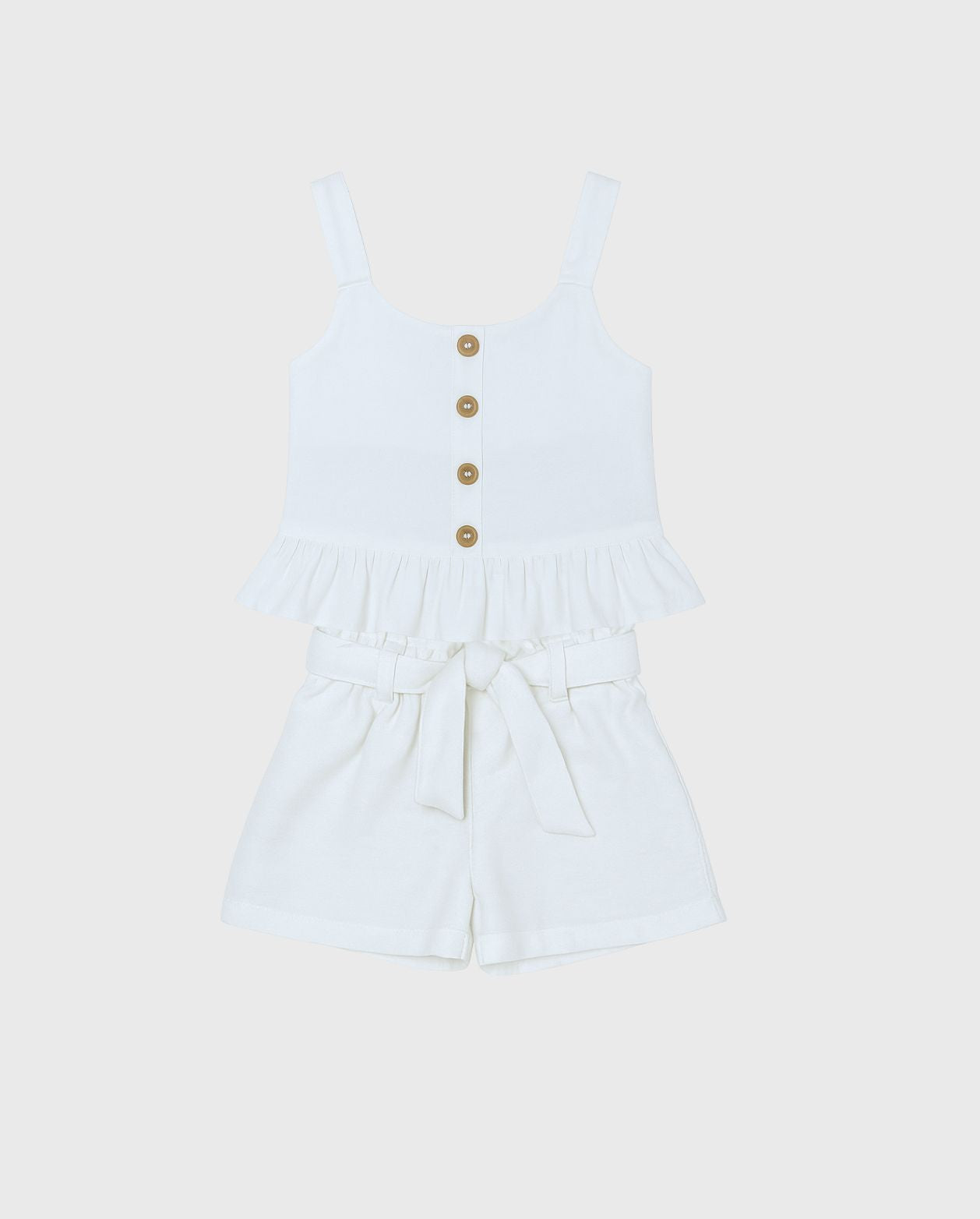 Conjunto Blusa Botones Short Blanca