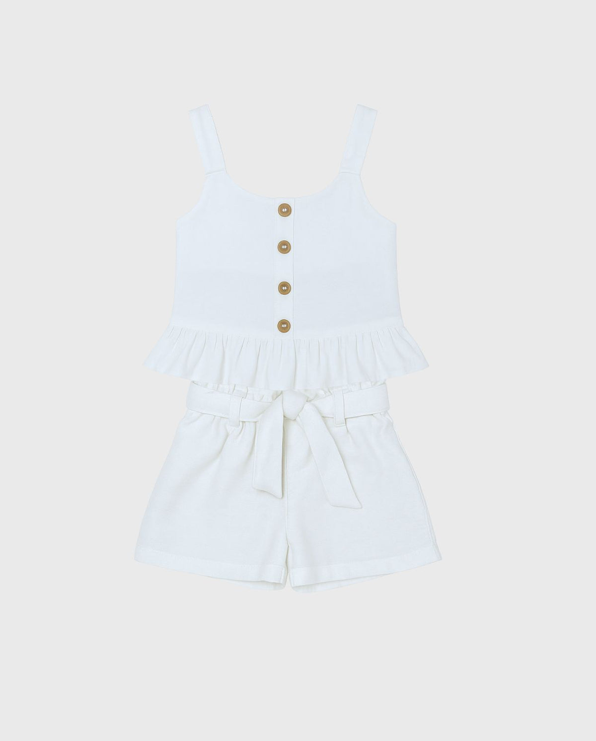 Conjunto Blusa Botones Short Blanca