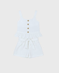 Conjunto Blusa Botones Short Blanca