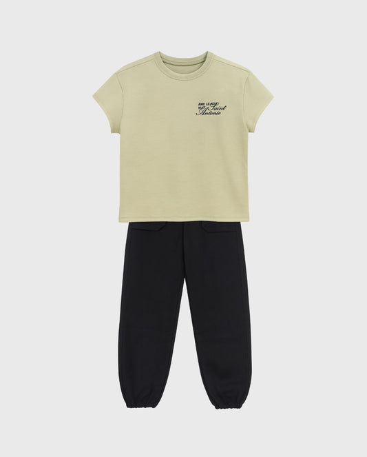 Conjunto Camiseta Verde Cargo Negro