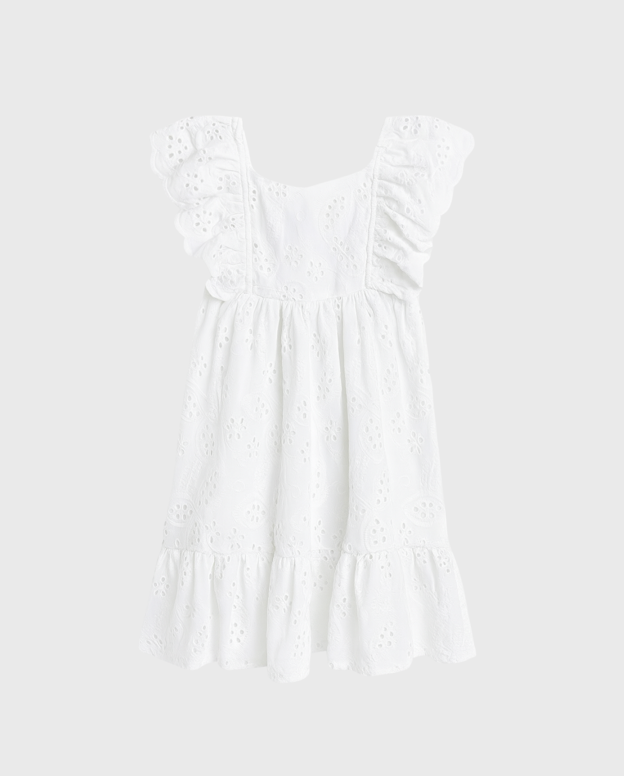 Vestido Ojalillo Manga Bolero Blanco