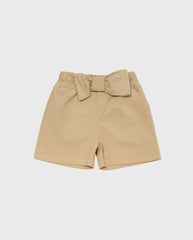 Conjunto Short Moño Café Blusa Blanca Diseño