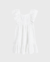 Vestido Ojalillo Manga Bolero Blanco