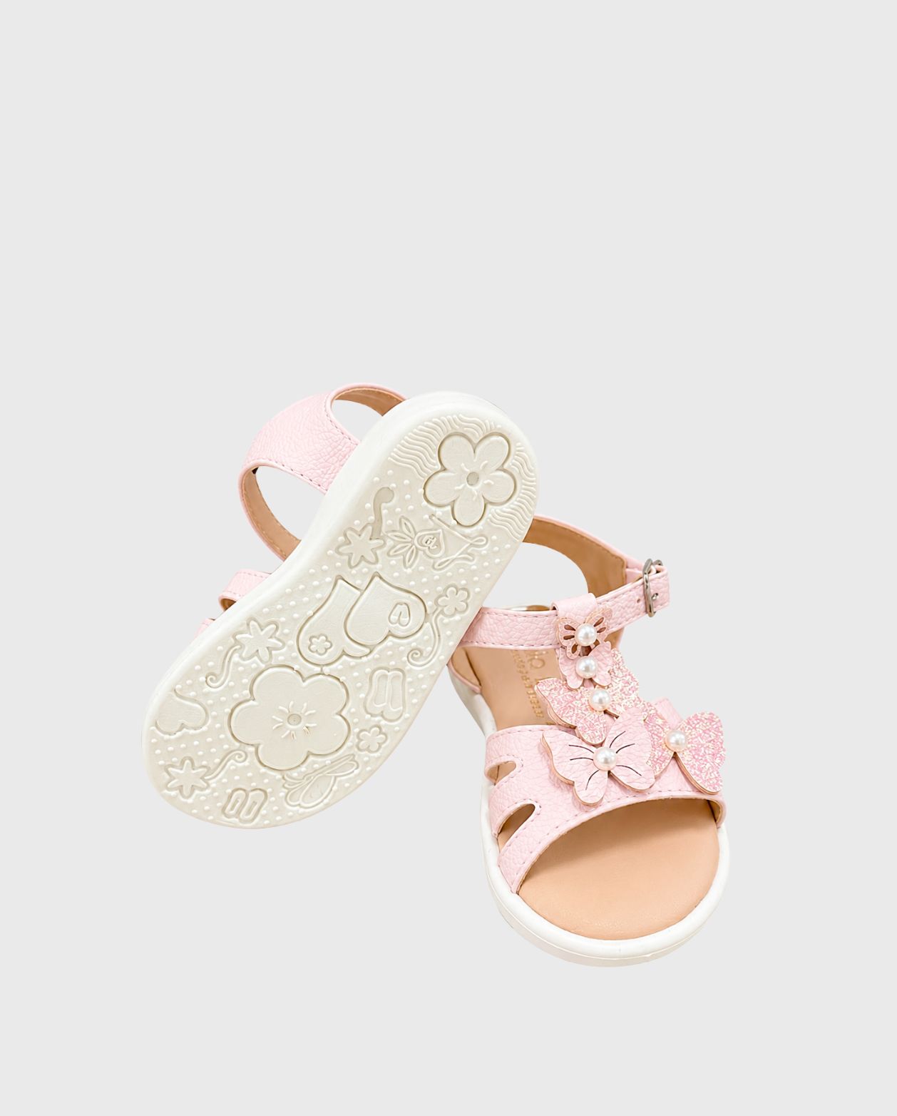 Sandalias Mariposas Perlas Londy Rosa suela