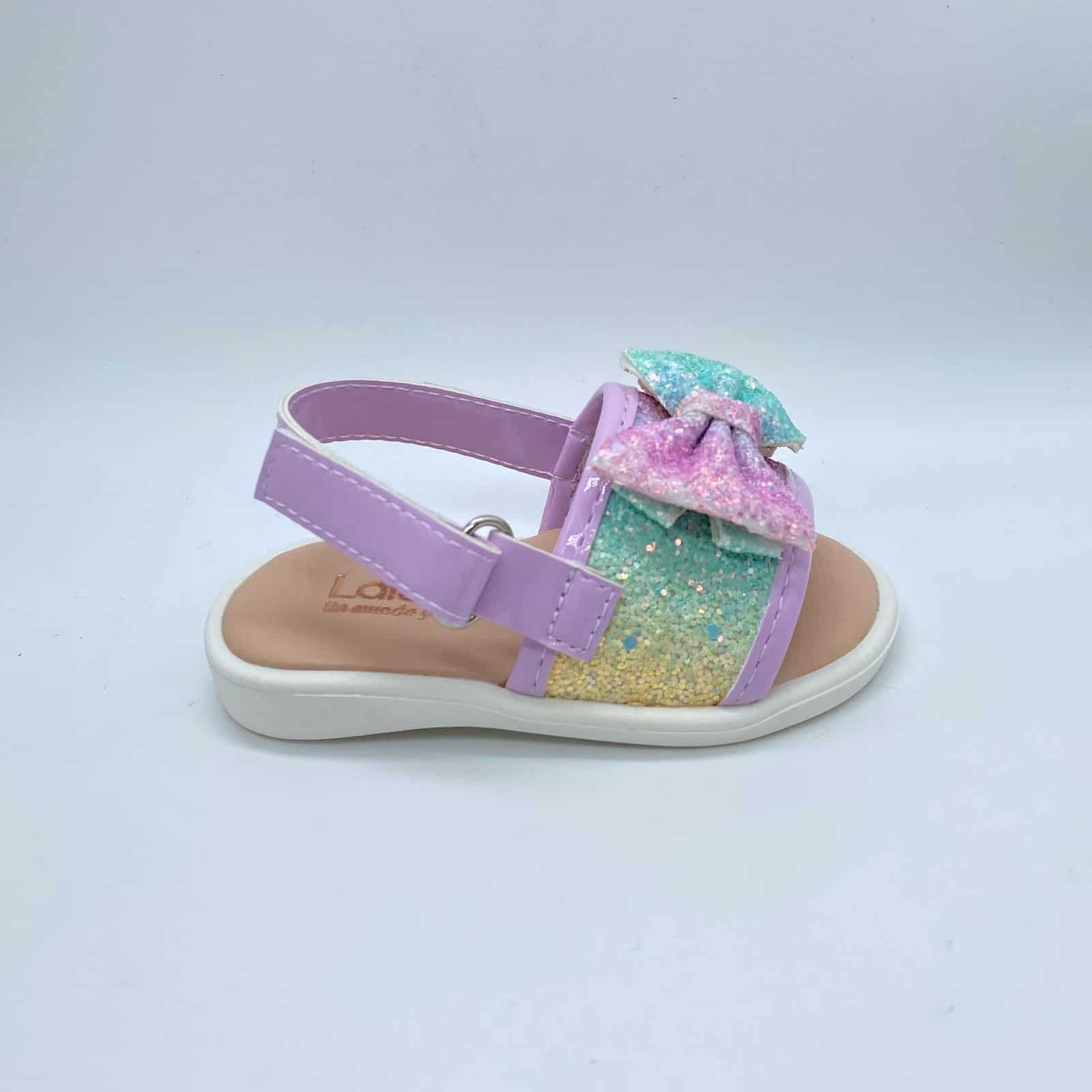 Sandalias Para Niña Arcoíris Moño detalle