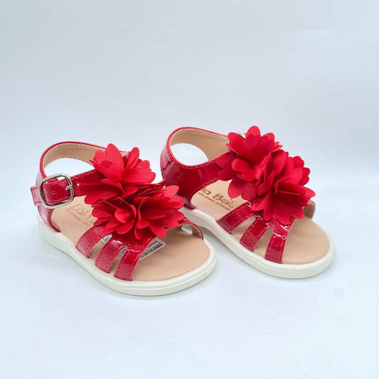 Sandalias Para Niña Flores Rojo