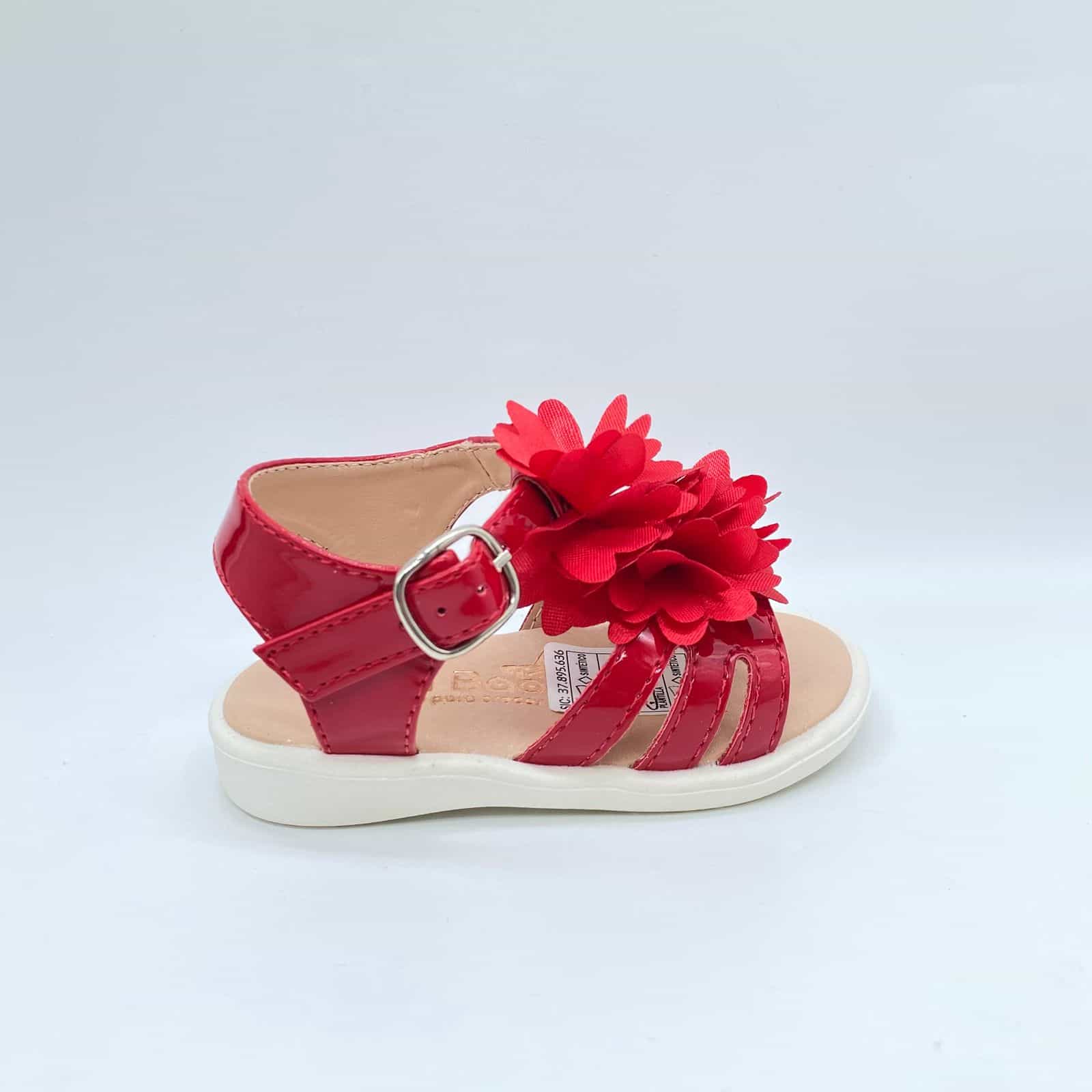Sandalias Para Niña Flores Rojo detalle