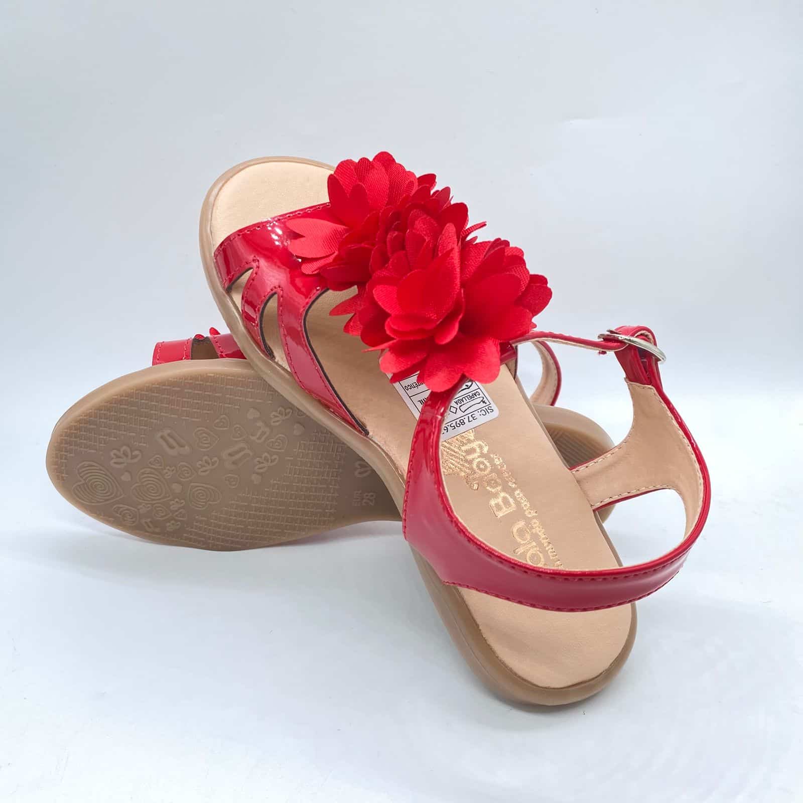Sandalias Para Niña Flores Rojo suela g