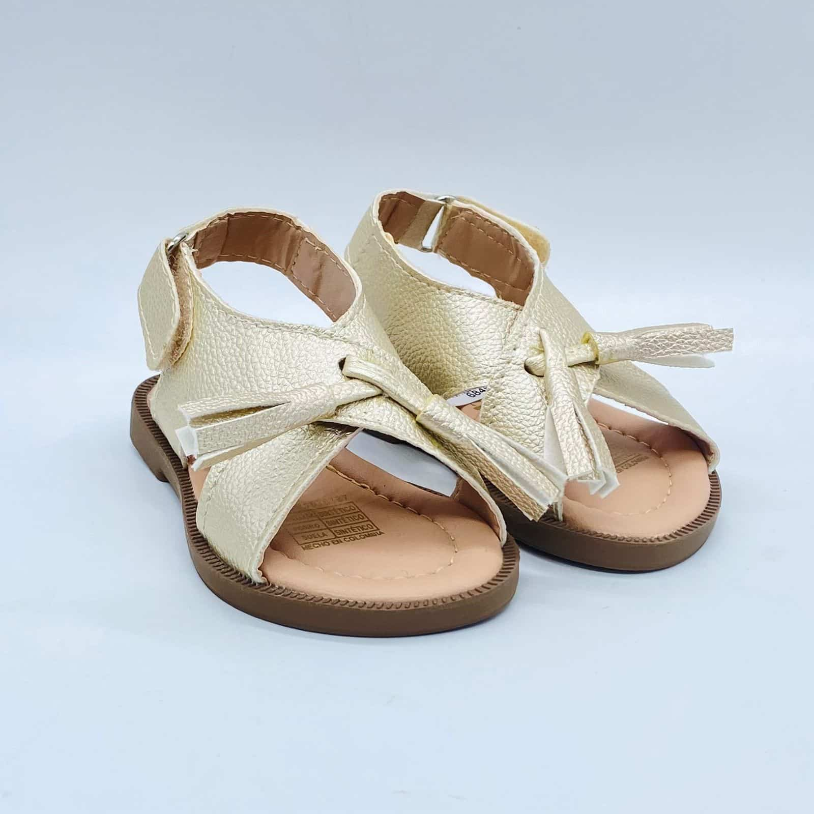 Sandalias Para Niña Velcro Dorado