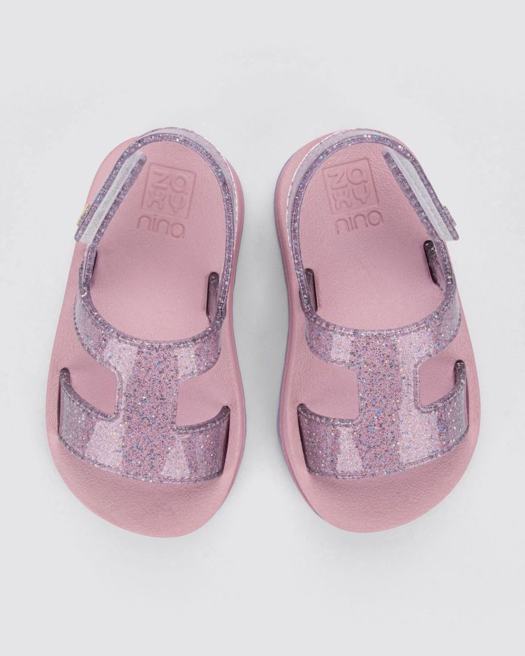 Sandalias Zaxy Hit Glitter Lila Rosa detalle