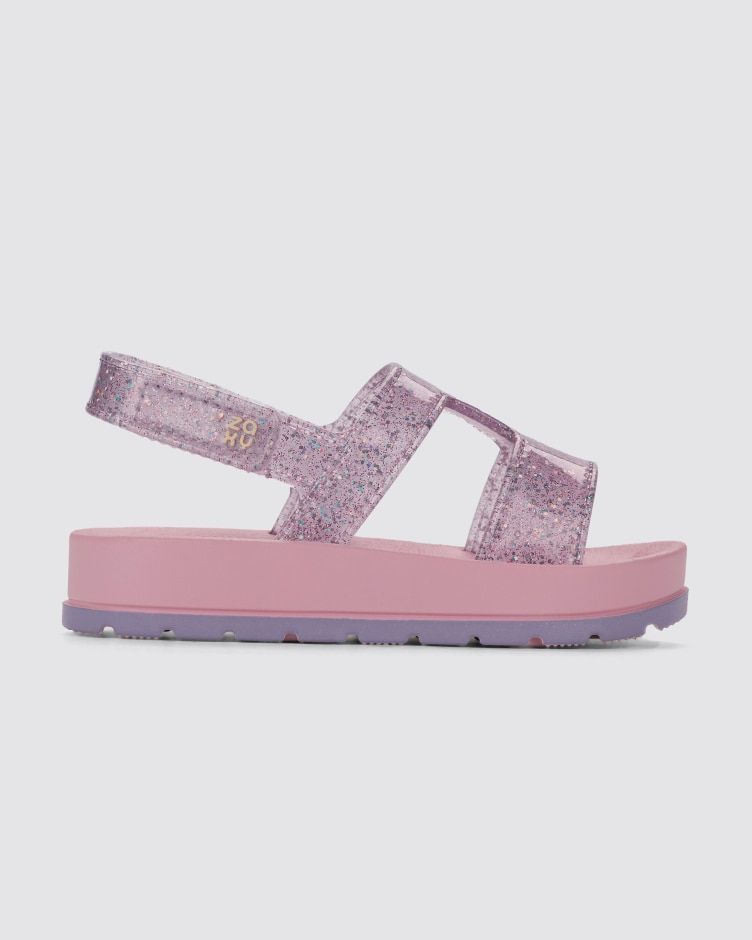 Sandalias Zaxy Hit Glitter Lila Rosa perfil
