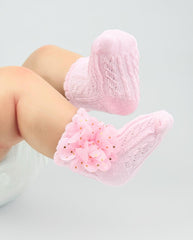 Set 2 Medias Detalle Flor Puntos Niñas